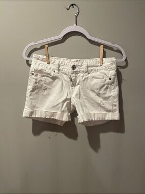 Aeropostale White Cuffed Denim Shorts